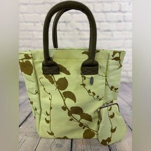 Dominique Picquier Paris Green Vine Print Mini Shopping Tote with Coin Purse